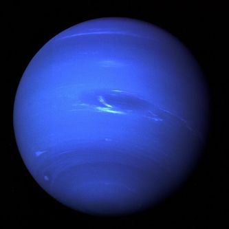 An image of Neptune, a stunningly blue gas planet.